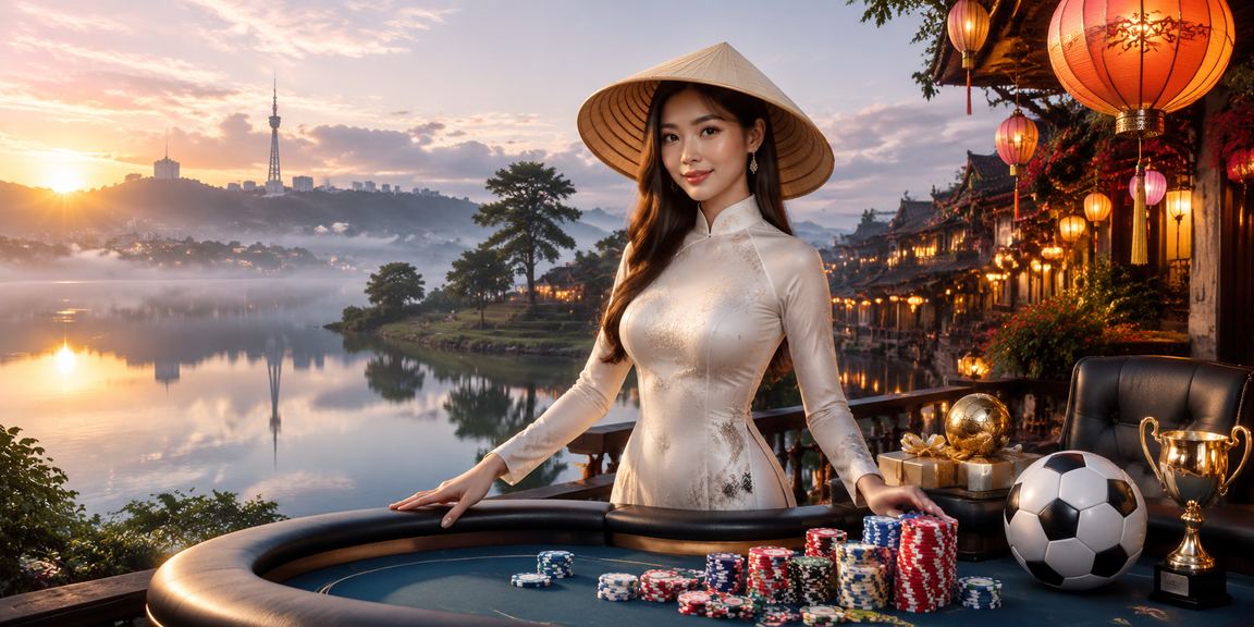 Người dùng Hội An theo dõi kèo bóng đá trực tuyến với chiếc nón lá truyền thống