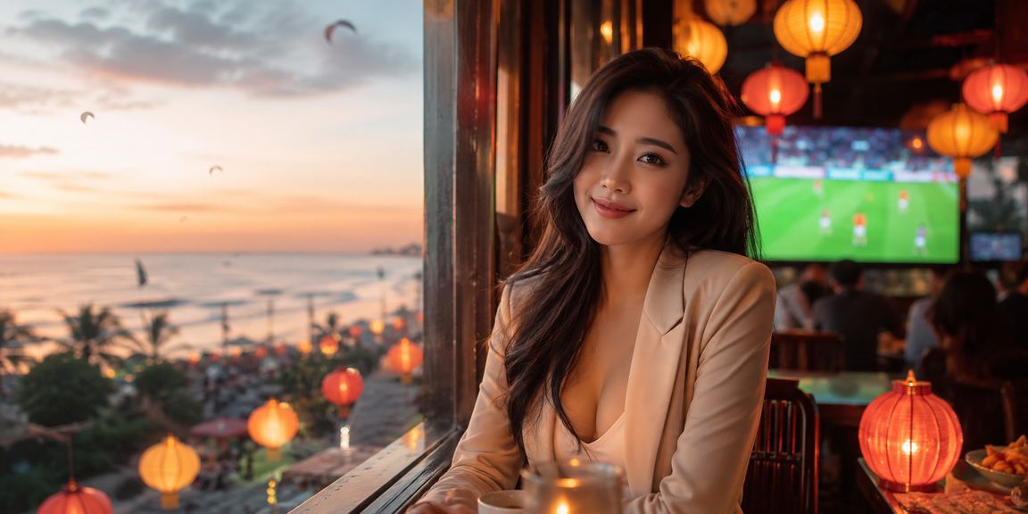 Người dùng theo dõi bóng đá và giao dịch thanh toán tại quán cà phê Hội An