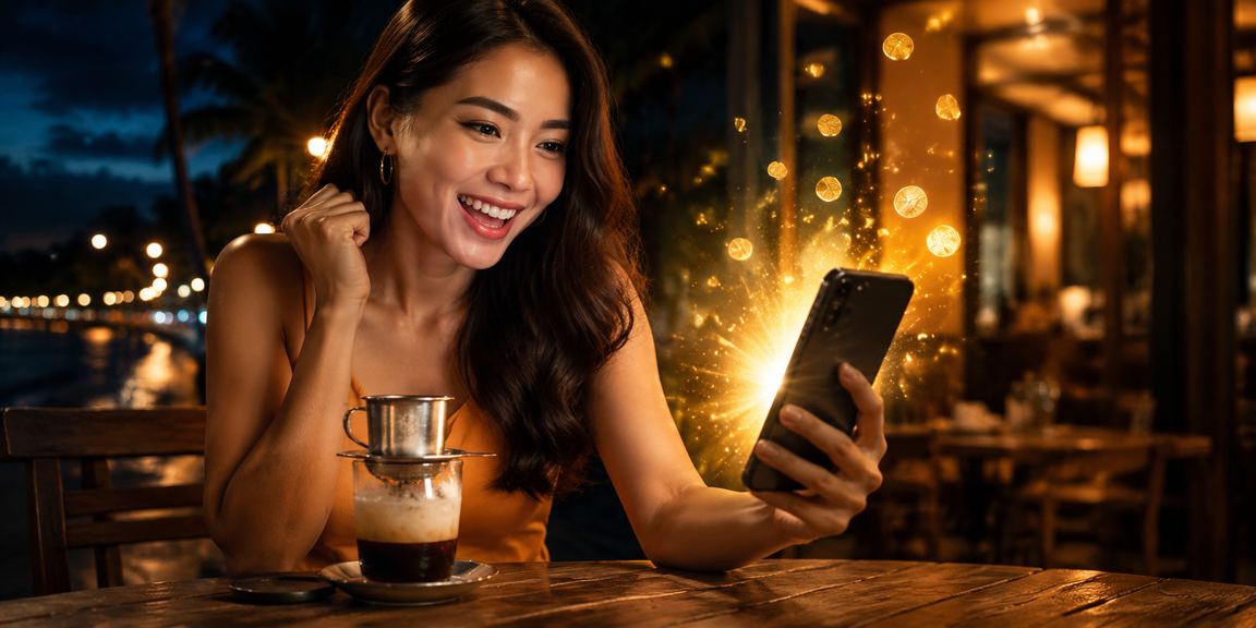 Người dùng đăng ký tài khoản cá cược thể thao tại quán cà phê Mũi Né