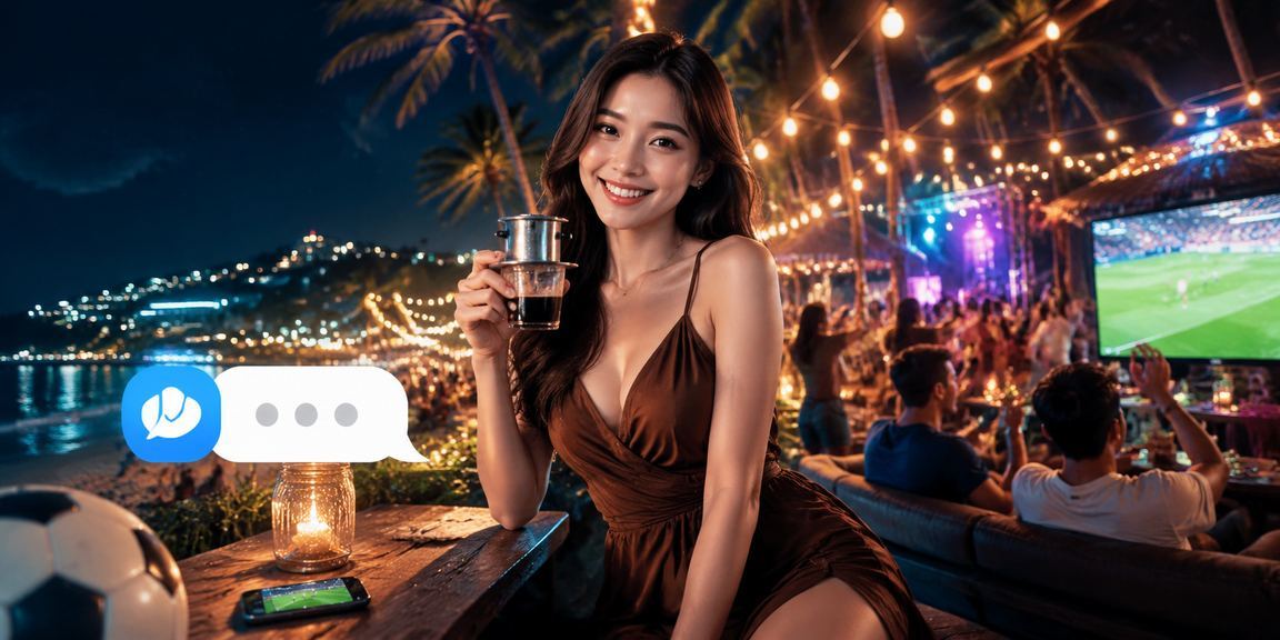 Người chơi Việt Nam thưởng thức cà phê và đặt cược thể thao trên điện thoại tại Phú Quốc